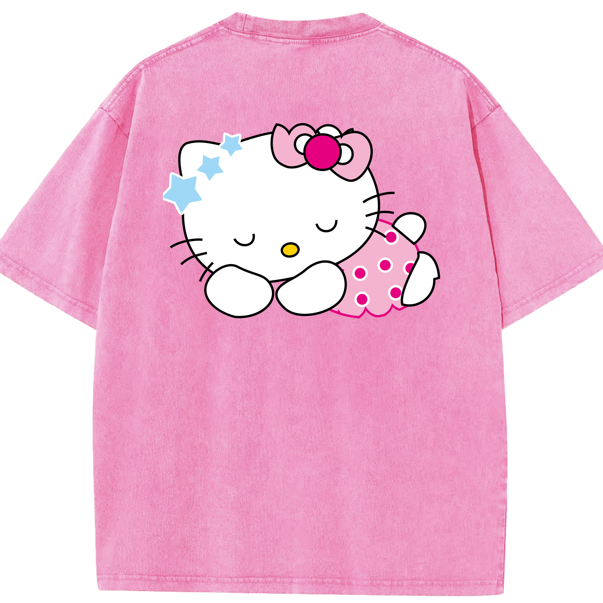 （画像用） Hello Kitty ハローキティ 綿100% ヴィンテージ風 半袖Tシャツ（背面プリント）